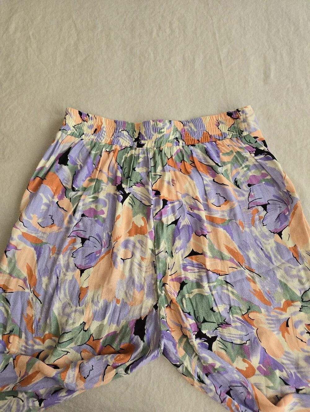 Lulus Palm Beach Babe Lilac Floral Print Wide-Leg Pants HAL3 - Picture 10 of 10